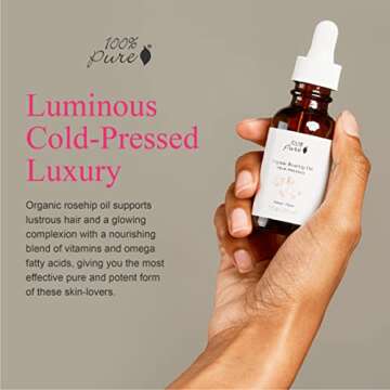 100% PURE Organic Rosehip Oil Moisturizer For Face, Body, Hair Hydrating Vitamins & Omega Fatty Acid...