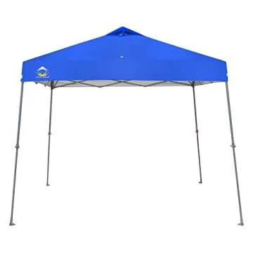 CROWN SHADES 9x9 Pop Up Canopy Tent Slanted Legs for Added Stability - Beach Tent Sun Shelter for Outdoor Shades - Canopy with 11x11 Base, with Carry Bag, Blue