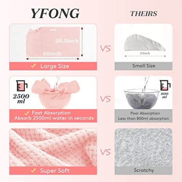 YFONG Large Microfiber Hair Towel Wrap for Women Soft and Fast Drying