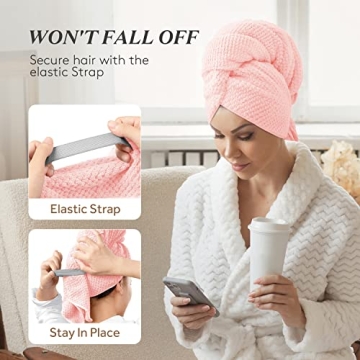 YFONG Large Microfiber Hair Towel Wrap for Women Soft and Fast Drying