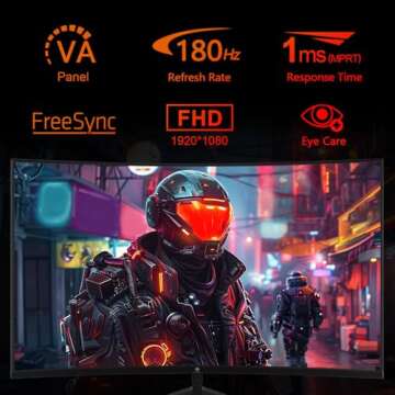 Z-Edge 24-inch Curved Gaming Monitor 180Hz Refresh Rate, 1ms MPRT, FHD 1080 Gaming Monitor, R1650 Cu...