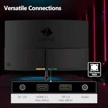 Z-Edge 24-inch Curved Gaming Monitor 180Hz Refresh Rate, 1ms MPRT, FHD 1080 Gaming Monitor, R1650 Curved, UG24 AMD Freesync Premium Display