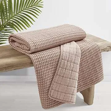 Levtex Home Mills Waffle Throw - Luxurious Blush Cotton Waffle for Cozy Comfort