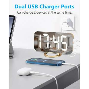 Digital Alarm Clock with USB Charger and Night Mode