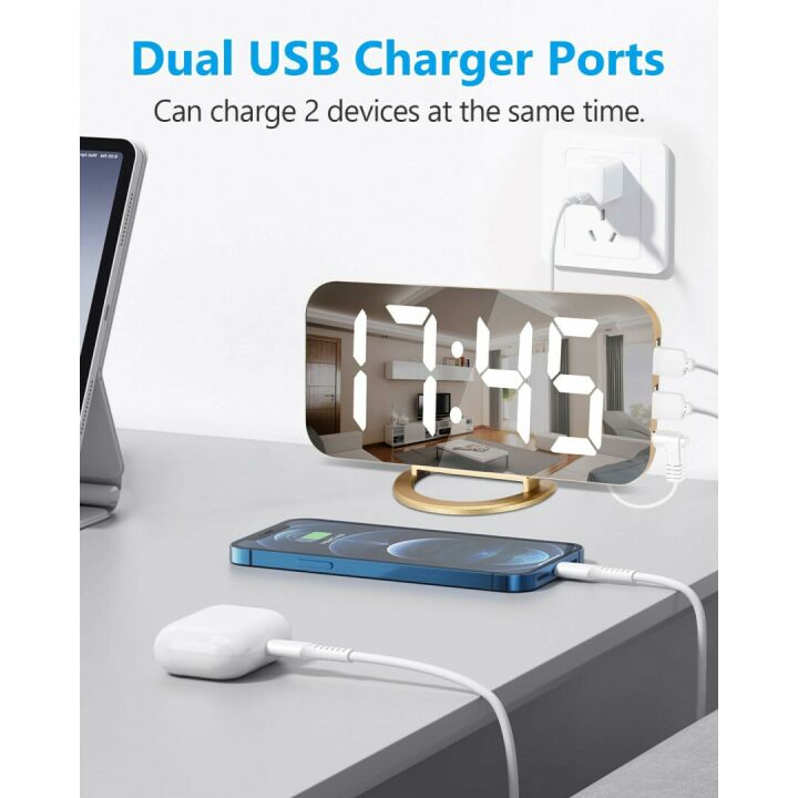 Digital Alarm Clock with USB Charger and Night Mode