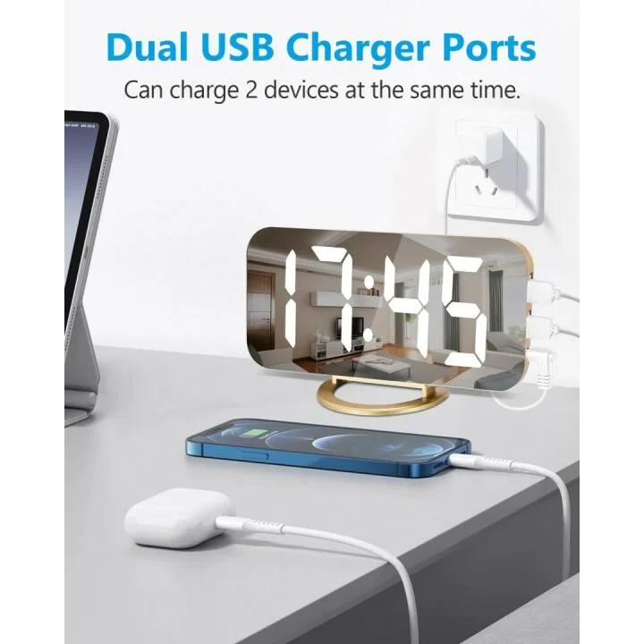 Digital Alarm Clock with USB Charger and Night Mode