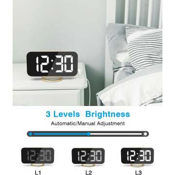 Digital Alarm Clock with USB Charger and Night Mode