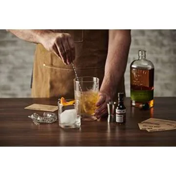 Whiskey Cocktail Kit: Rocks Drinking Glass Set, 750ml Crystal Mixing Glass, Ice Cube Mold, Stainless Bar Spoon Muddler, Strainer, Jigger, Garnish Picks, Bitters, Recipes Cards for Old Fashioned & More