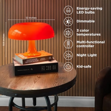 Explore the Retro Orange Mushroom Lamp with Remote Control
