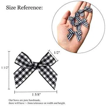 VIVIQUEN Gingham Craft Ribbon Bows Mini Checkered Ribbon Flowers Appliques for Sewing, Gift, DIY Cra...
