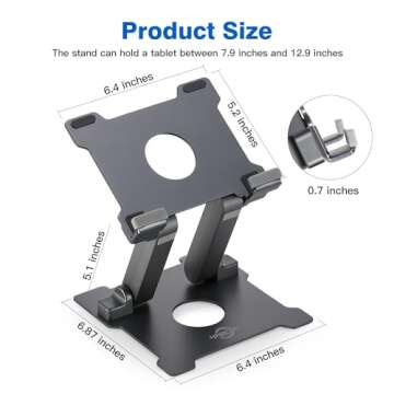 KABCON Adjustable Aluminum Tablet Stand - Versatile and Sturdy Design