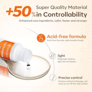 Modelones Nail Glue for Press Ons, Press On Nails and Acrylic Nails, 10 ML Super Strong Long Lasting Gel Nail Glue for Nail Tips, Safety Non-Acid Non-Toxic