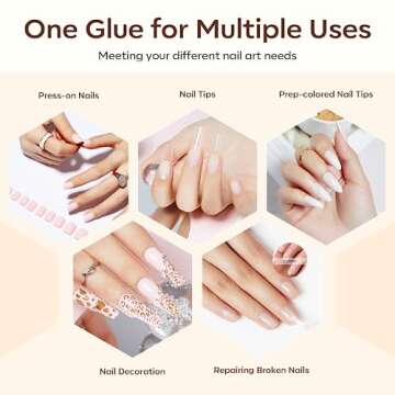 Modelones Nail Glue for Press Ons, Press On Nails and Acrylic Nails, 10 ML Super Strong Long Lasting Gel Nail Glue for Nail Tips, Safety Non-Acid Non-Toxic