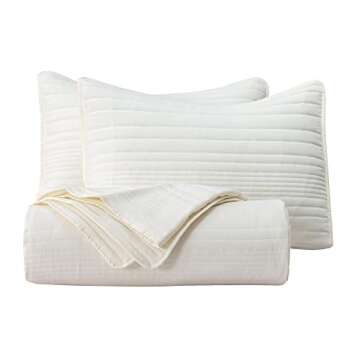 Twin Ivory Quilt Set | Lightweight Microfiber Bedspread