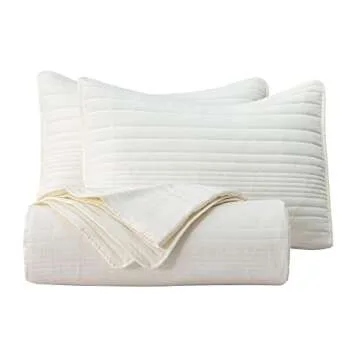 Twin Ivory Quilt Set | Lightweight Microfiber Bedspread
