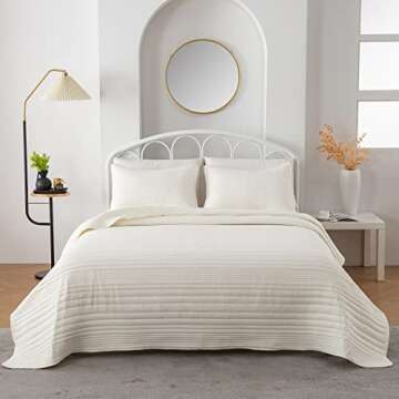 Twin Ivory Quilt Set | Lightweight Microfiber Bedspread