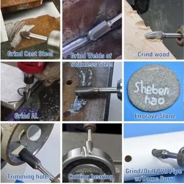 1/4 Shank Carbide Burr Set,10 Pcs Die Grinder Bits Grinding Bits Drill Bits for Metal Rotary Tool Attachments Accessories Rasp Weld Wood Stone Carving Deburring Compatible with Dewalt Milwaukee