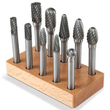 1/4 Shank Carbide Burr Set,10 Pcs Die Grinder Bits Grinding Bits Drill Bits for Metal Rotary Tool Attachments Accessories Rasp Weld Wood Stone Carving Deburring Compatible with Dewalt Milwaukee