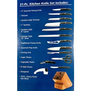 Cutco 21 Piece Kitchen Knife Set with Oak Block