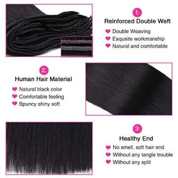 Straight Human Hair Clip in Hair Extensions for Black Women 100% Unprocessed Full Head Brazilian Virgin Hair Natural Black Color,8/Pcs with 18Clips,120 Gram (16inch, Straight hair)