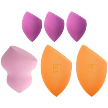 Real Techniques Miracle Complexion Assorted Beauty Sponges Makeup Blender, For Blending & Sculpting,...