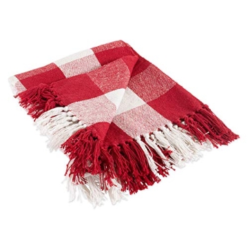 DII Buffalo Check Rustic Farmhouse Throw Blanket Red/White
