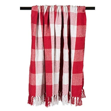 DII Buffalo Check Rustic Farmhouse Throw Blanket Red/White