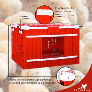 RentACoop Little Red Barn Chick Brooder (2024 Version) with Jute Brooder Liner