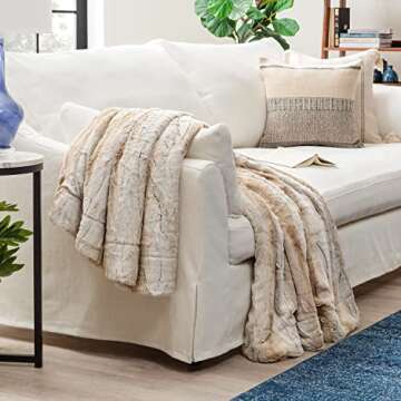 Chanasya Premium Faux Fur Ombre Throw Blanket - Super Soft, Lightweight Minky Blanket with Fuzzy Sherpa Side - 50" x 65” - Brown