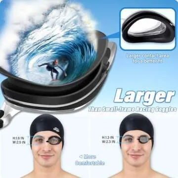 Swimming Goggles 2 Pack Swim Goggles Anti Fog Goggles Adult Swimming UV Protection Fit for Adult Men Women Youth Junior, No Leaking Soft Silicone Seal Flat Lens Clear Vision, 3 Sizes of Nose Bridge