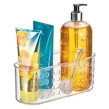iDesign Plastic Shower Caddy and Bathroom Organizer Basket with Suction Cups – 10.2”x4.8”x4.35”, Clear
