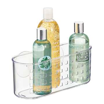 iDesign Plastic Shower Caddy and Bathroom Organizer Basket with Suction Cups – 10.2”x4.8”x4.35”, Clear