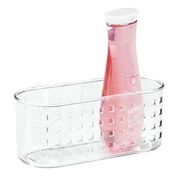 iDesign Plastic Shower Caddy and Bathroom Organizer Basket with Suction Cups – 10.2”x4.8”x4.35”, Clear