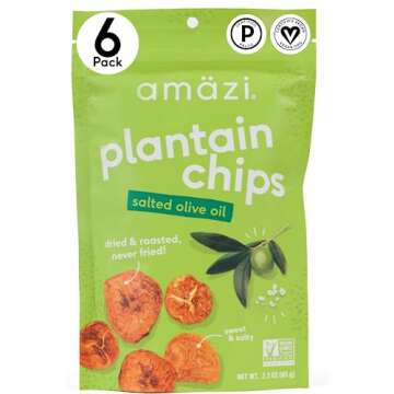 Amäzi Plantain Chips - Healthy Crunchy Snack (6 Pack) | Vegan, Gluten-Free