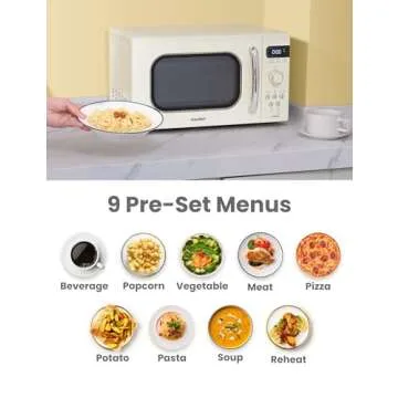 COMFEE' Retro Small Microwave Oven With Compact Size, 9 Preset Menus, Position-Memory Turntable, Mute Function, Countertop Perfect For Spaces, 0.7 Cu Ft/700W, Cream, AM720C2RA-A