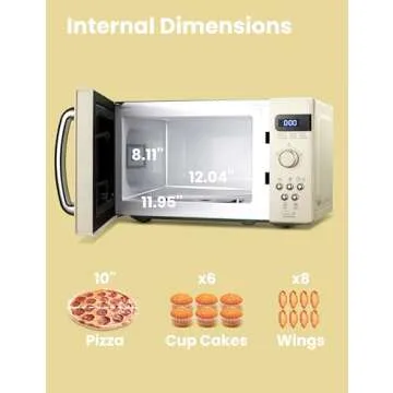COMFEE' Retro Small Microwave Oven With Compact Size, 9 Preset Menus, Position-Memory Turntable, Mute Function, Countertop Perfect For Spaces, 0.7 Cu Ft/700W, Cream, AM720C2RA-A