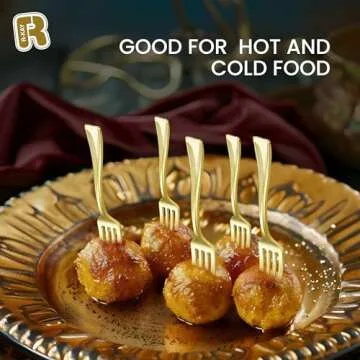 100 Pack Gold Mini Forks - 4 Inch Gold Dessert Forks - Heavy duty Mini Forks For Appetizers, Tastings, Cocktails, Dessert Cups, BPA Free Small Gold Forks - Packaging May Vary