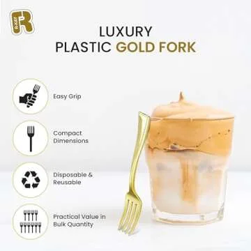 100 Pack Gold Mini Forks - 4 Inch Gold Dessert Forks - Heavy duty Mini Forks For Appetizers, Tastings, Cocktails, Dessert Cups, BPA Free Small Gold Forks - Packaging May Vary