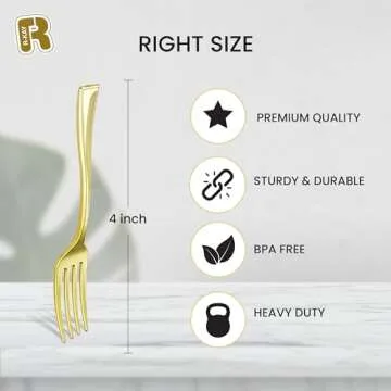 100 Pack Gold Mini Forks - 4 Inch Gold Dessert Forks - Heavy duty Mini Forks For Appetizers, Tastings, Cocktails, Dessert Cups, BPA Free Small Gold Forks - Packaging May Vary