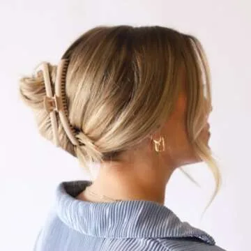 KAXI THE ORIGINAL Hold Everything Hair Claw - Perfect for Thick & Thin Hair Straight, Wavy & Curly | Strong Clip With 52 teeth & 15 Colors to Choose (Bone)