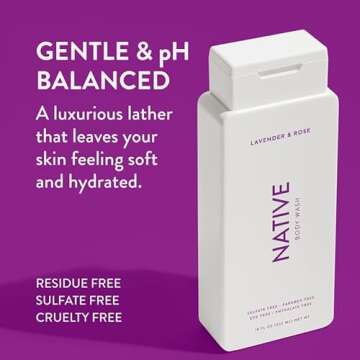 Native Body Wash Contains Naturally Derived Ingredients | For Women & Men, Sulfate, Paraben, & Dye F...
