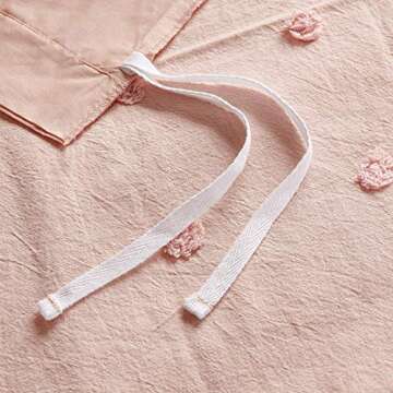 Urban Habitat Duvet Set 100% Cotton Jacquard, Tufts Accent, Shabby Chic All Season Cover for Comforter, Matching Shams, Decorative Pillows, Full/Queen (88 in x 92 in), Pink 7 Piece