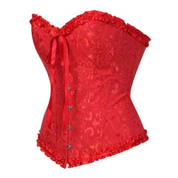 Corsets for Women Red Corset Lace up Floral Fashion Bustier Corset Top Cosplay Outfits X-Large