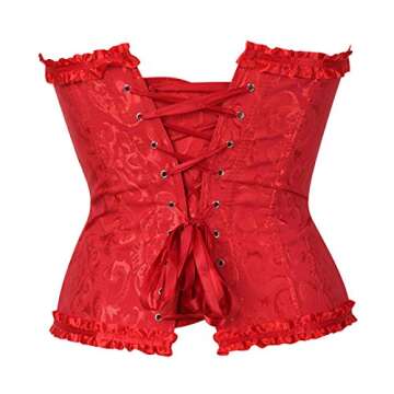 Corsets for Women Red Corset Lace up Floral Fashion Bustier Corset Top Cosplay Outfits X-Large