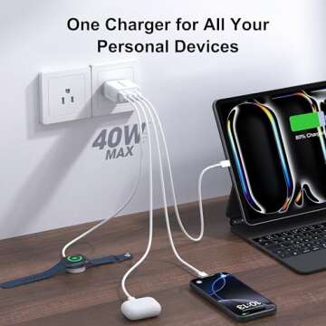 [2-Pack] 40W USB C Wall Plug, 4 Port Fast Charging Block PD 3.0 Multi Port Type C Adapter Cube for i...