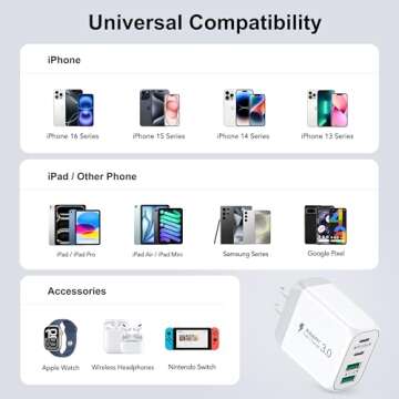 [2-Pack] 40W USB C Wall Plug, 4 Port Fast Charging Block PD 3.0 Multi Port Type C Adapter Cube for iPhone 16/15/14/13/12/11 Pro Max Plus/XR/SE,iPad/Pro/Mini/Air,AirPods4,watch10,Galaxy S24/S23+ Ultra