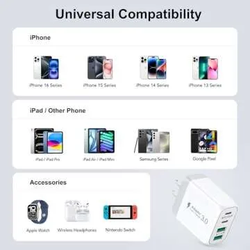 [2-Pack] 40W USB C Wall Plug, 4 Port Fast Charging Block PD 3.0 Multi Port Type C Adapter Cube for iPhone 16/15/14/13/12/11 Pro Max Plus/XR/SE,iPad/Pro/Mini/Air,AirPods4,watch10,Galaxy S24/S23+ Ultra