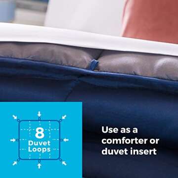 LINENSPA Reversible Down Alternative Comforter and Duvet Insert - All-Season Comforter with Box Stitch and 8 Duvet Loops - Bedding for Kids, Teens, and Adults – Navy/Graphite - Full