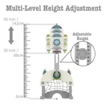 HouzeFun 5 in 1 Adjustable Height Toddler Sports Activity Center, Indoor Outdoor Sports Toy Set with Basketball Hoop Soccer Golf Hoops Bowling, Best Sports Gift for Kids Ages 3-5 4-8 8-12（White）