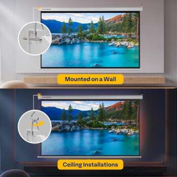 VIVOHOME Projector Screen Pull Down, 16:9 80 Inch Retractable Projection Screen, HD 4K Manual Pull Movie Screen for Home Theater, Cinema, Office (70x40 Inch White)